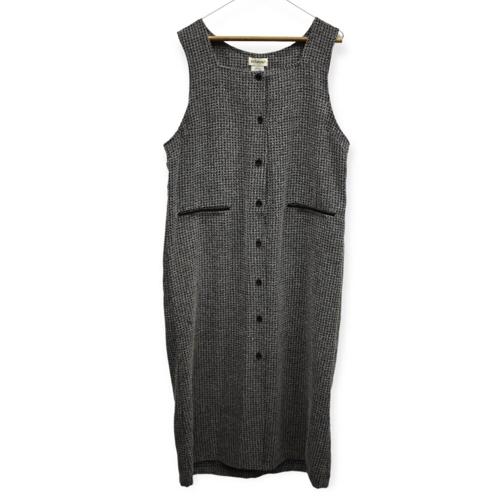 White Stag Dress L Womens 12/14 Sheath Workwear Interview Knit Button Down